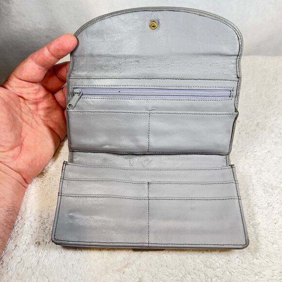 Mundi Big Fat Wallet Genuine Leather Checkbook Card Slots Divided Zipper Snap - Picture 7 of 14